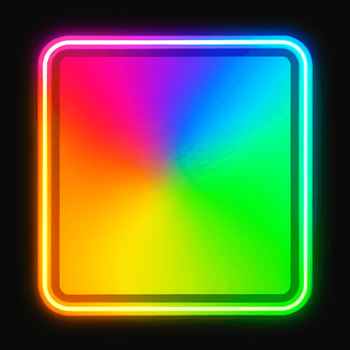 multicolored filled neon rectangle.
In-Game asset.  2d.  High contrast.  No shadows