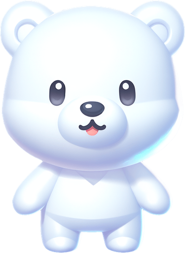 a cute polar bear cub. plastic style. Single Game Texture. In-Game asset. 2d. Blank background. High contrast. No shadows.