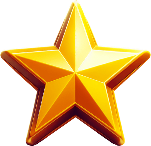 simple yellow rating star.
Modern video game style