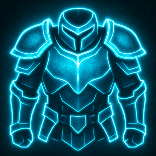 Armor light blue neon.
In-Game asset.  2d.  High contrast.