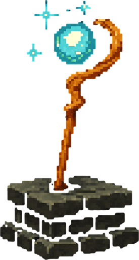 Magic stand dark souls style 2d pixel art.
In-Game asset.  2d.  High contrast.  No shadows