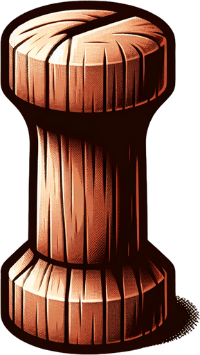 Single Game Texture. In-Game asset. 2d. Blank background. High contrast. No shadows.wooden peg
