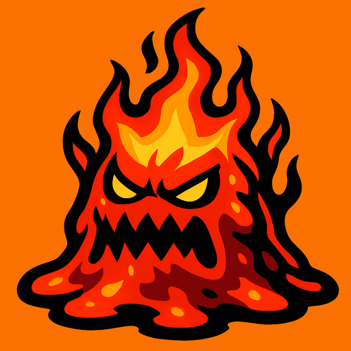 boss slime but like fire and dangereous.
In-Game asset.  2d.  High contrast.  No shadows