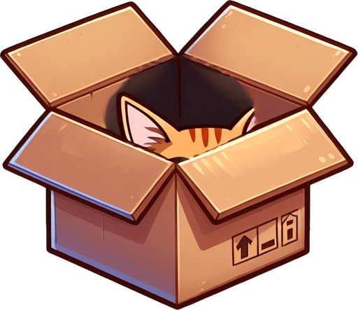 Head of a cute ginger cat peeking from a box