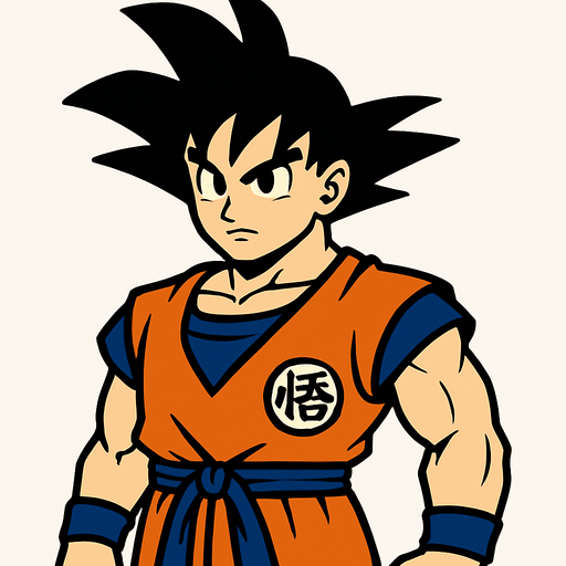 Goku.
In-Game asset.  2d.  High contrast.  No shadows