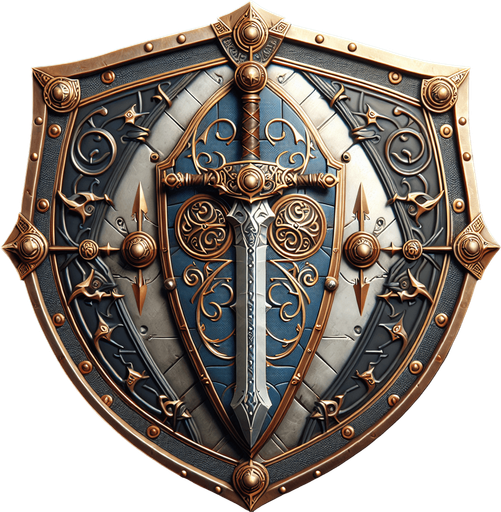 Warcraft 3 art of a shield..
Single Game Texture. In-Game asset. 2d. Blank background. High contrast. No shadows.