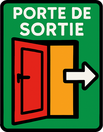 Porte de sortie.
In-Game asset.  2d.  High contrast.  No shadows