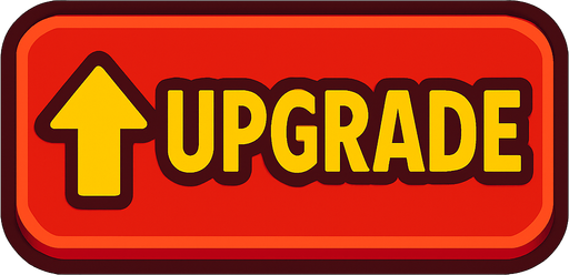 upgrade button.
In-Game asset.  2d.  High contrast.  No shadows