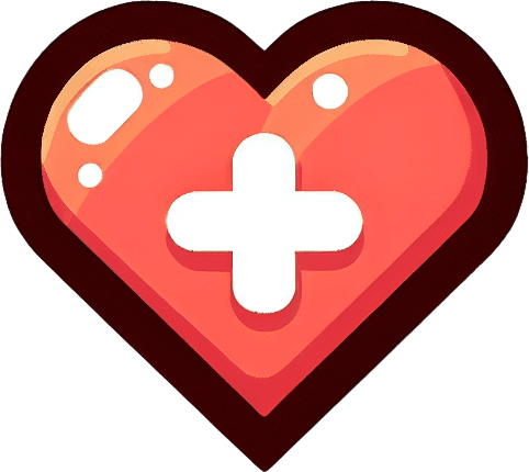 Single cartoon extra life heart. No drop shadows.
Single Game Texture. In-Game asset. 2d. Blank background. High contrast. No shadows.
