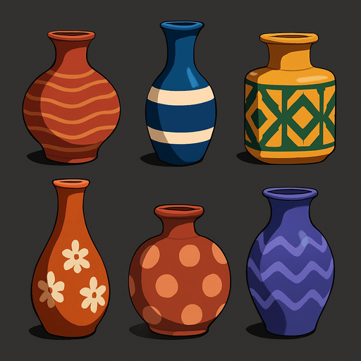 Pack of different vases.
In-Game asset.  High contrast.  No shadows. 3D
