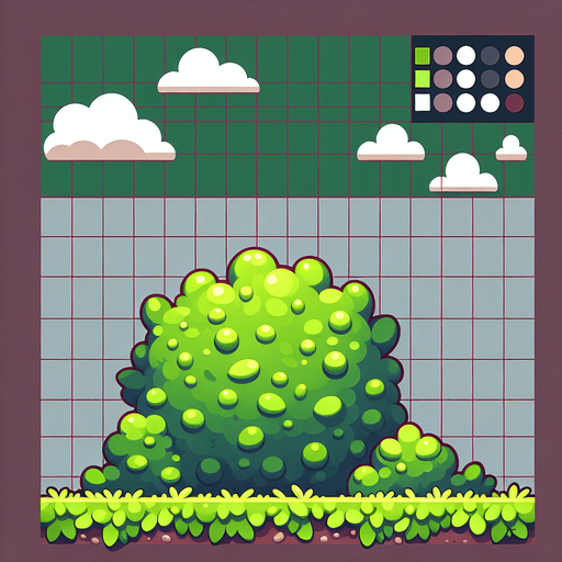 bush.
Single Game Texture.  In-Game asset.  2d.  Blank background.  High contrast.  No shadows