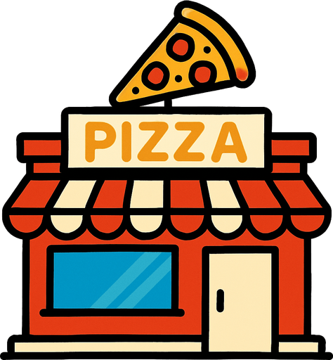 pizza store.
In-Game asset.  2d.  High contrast.  No shadows