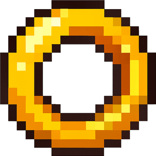pixel gold ring for 2d game.
In-Game asset.  2d.  High contrast.  No shadows