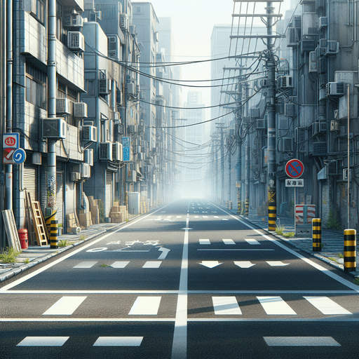 Una calle.
Single Game Texture.  In-Game asset.  2d.  Blank background.  High contrast.  No shadows