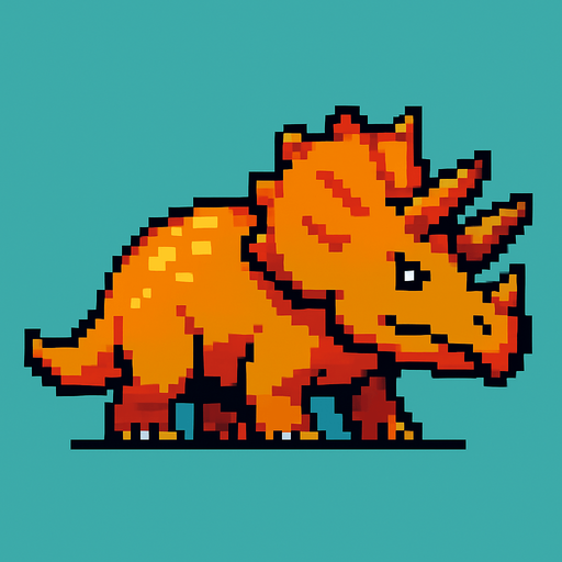 Triceraptos pixel.
In-Game asset.  2d.  High contrast.  No shadows
