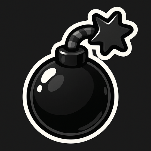 black candy bomb.
In-Game asset.  2d.  High contrast.  No shadows