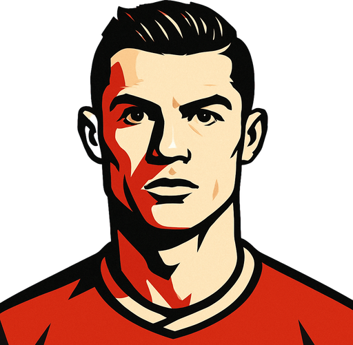 Has a una persona igual a Cristiano Ronaldo.
In-Game asset.  2d.  High contrast.  No shadows