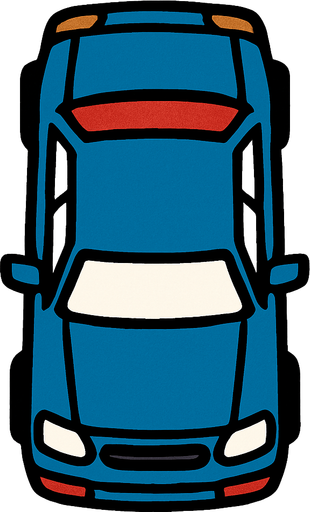 car top view.
In-Game asset.  2d.  High contrast.  No shadows