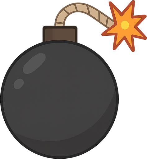 bomba. No background. Transparent background. Blank background. No shadows. 2d. In-Game asset. flat