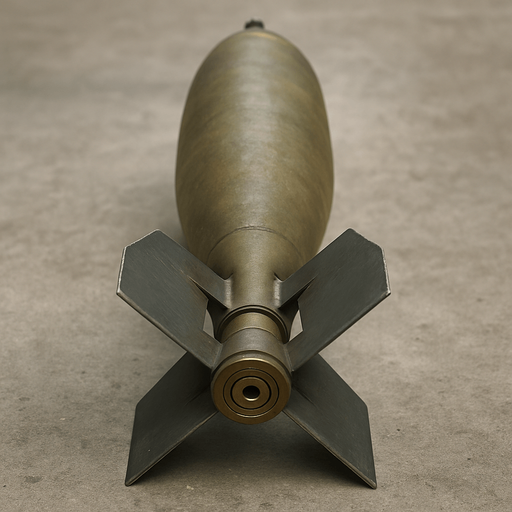Photorealistic aircraft bomb, behind view