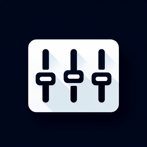 UI 3 horizontal faders icon. white.
2d.  No shadows
