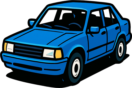 Mavi Bir araba.
In-Game asset.  2d.  High contrast.  No shadows