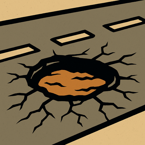 road pothole.
In-Game asset.  2d.  High contrast.  No shadows