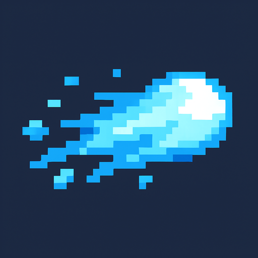 Proyectil agua pixelar.
In-Game asset.  2d.  High contrast.  No shadows