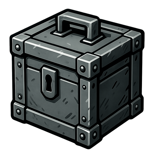 Steel box.
In-Game asset.  2d.  High contrast.  No shadows