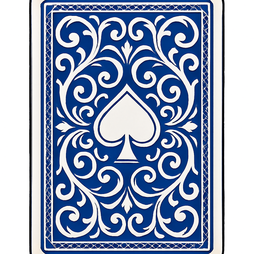 The back of a playing card. Blue pattern. Anime style..
In-Game asset.  2d.  High contrast.  No shadows