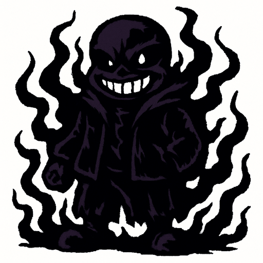 Sans consumido por la oscuridad misma sans oscuro y maligno.
In-Game asset.  2d.  High contrast.  No shadows