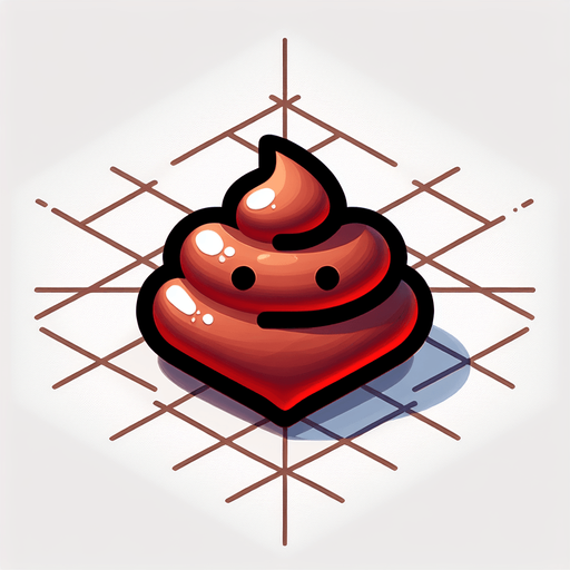 poop heart.
Single Game Texture. In-Game asset. 2d. Blank background. High contrast. No shadows.