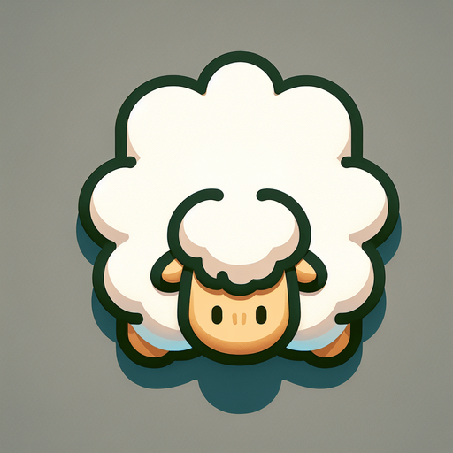 sheep, top view, cartoon style.
Single Game Texture. In-Game asset. 2d. Blank background. High contrast. No shadows.