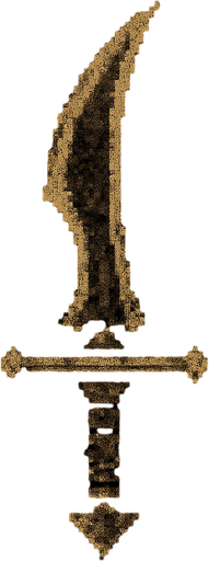 Suikastçı bıçağı logosu Dark souls style 2d pixel art.
In-Game asset.  2d.  High contrast.  No shadows