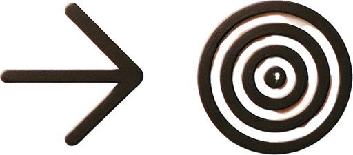 Minimal Ui icon of an right sign aside with an icon of a target.
sand background