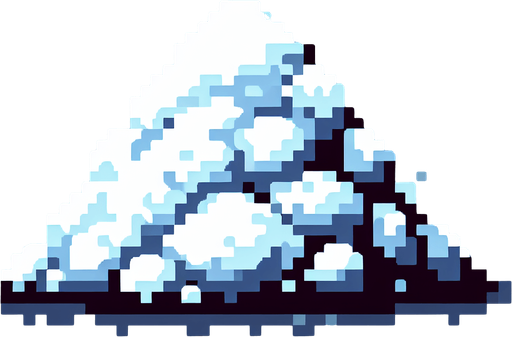 pixel art of a mound of snow.
Single Game Texture. In-Game asset. 2d. Blank background. High contrast. No shadows.