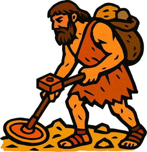 Maden arayıcı eski çağ.
In-Game asset.  2d.  High contrast.  No shadows