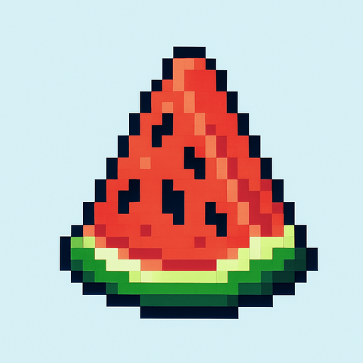Make me a pixel watermelon but one piece.
In-Game asset.  2d.  High contrast.  No shadows