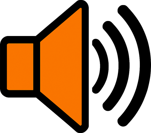 Symbol of opening speaker.
In-Game asset.  2d.  High contrast.  No shadows