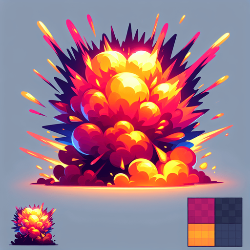 explosion.
Single Game Texture. In-Game asset. 2d. Blank background. High contrast. No shadows.
