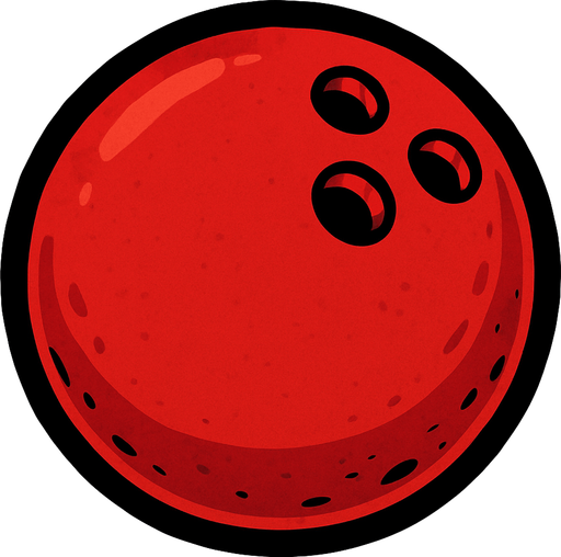 Red bowling ball.
In-Game asset.  2d.  High contrast.  No shadows