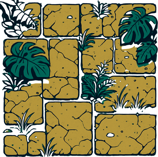 The ground for an ancient jungle temple.
In-Game asset.  2d.  High contrast.  No shadows