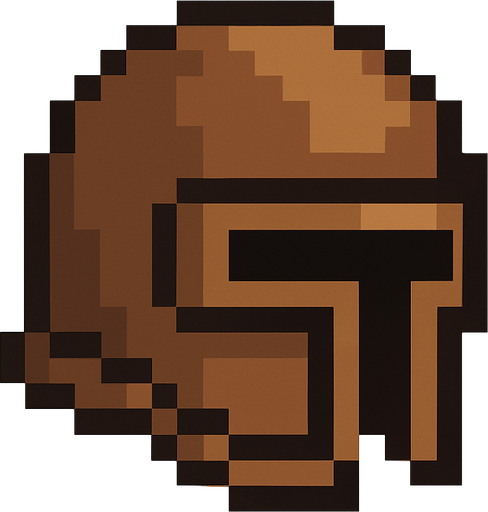 pixel brown game helmet.
In-Game asset.  2d.  High contrast.  No shadows