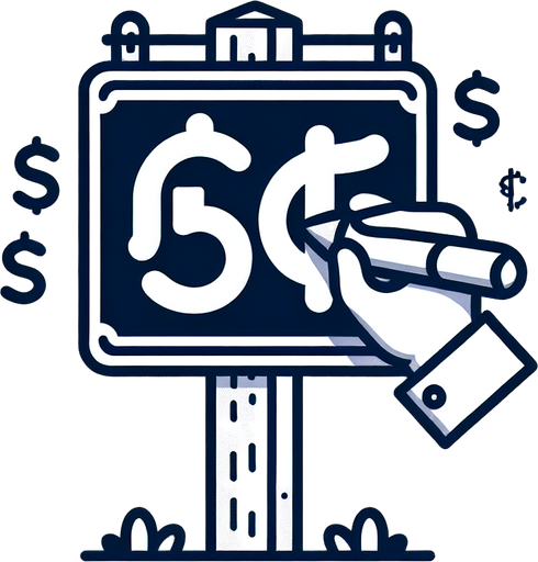 write 50$ on a sign.
no shadow, 2D