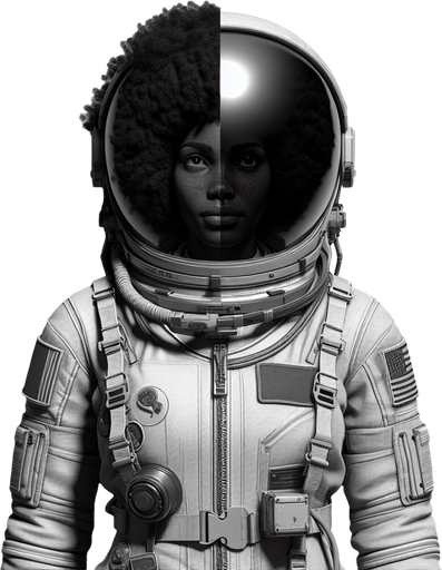 an astronaut.
Single Game Texture. In-Game asset. 2d. Blank background. High contrast. No shadows.