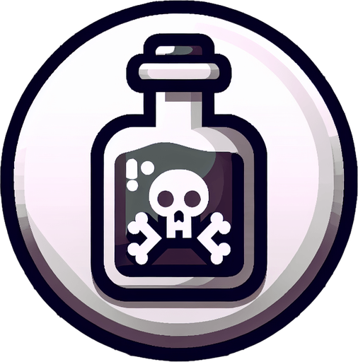 Poison vial button..
Single Game Texture. In-Game asset. 2d. Blank background. High contrast. No shadows.