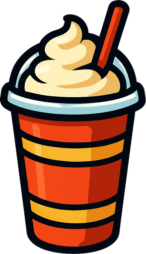 a fast food milkshake.
In-Game asset.  2d.  High contrast.  No shadows