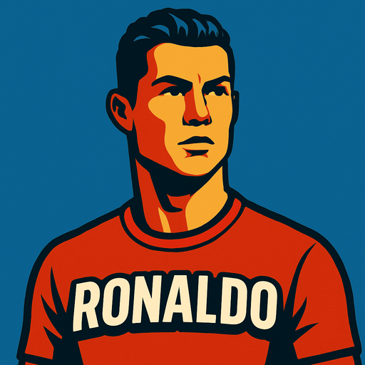 Cristiano Ronaldo.
In-Game asset.  2d.  High contrast.  No shadows