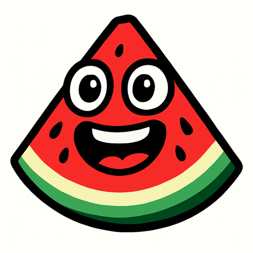 Watermelon with eye and mouth animation.
In-Game asset.  2d.  High contrast.  No shadows
