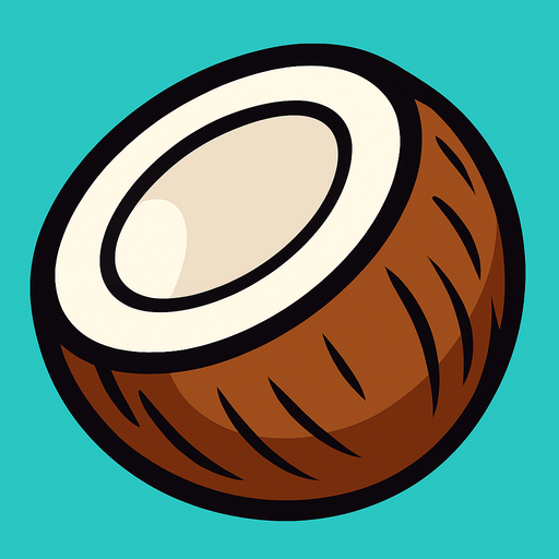 coconout.
In-Game asset.  2d.  High contrast.  No shadows. cartoon